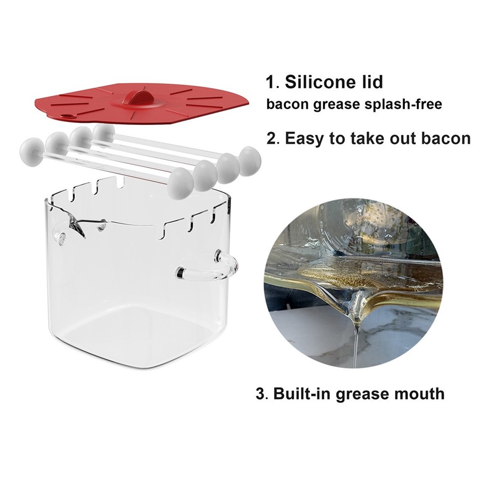 Microwave Bacon Glass Cooker With Built in Grease Mouth